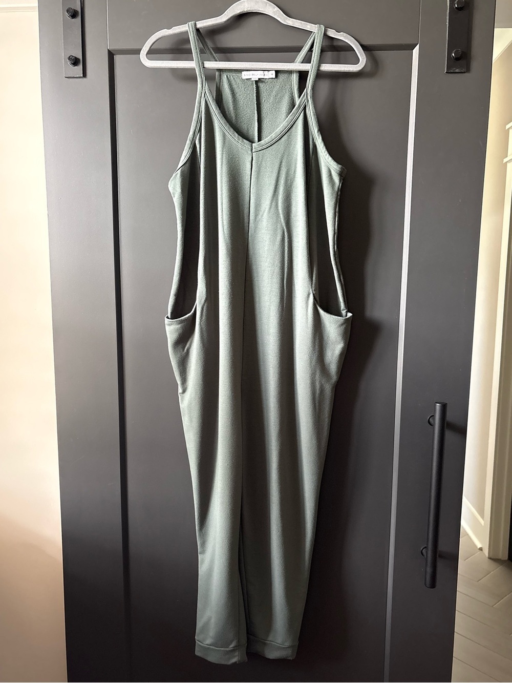 Sincerly Jules Olive Sage Sleeveless Jumpsuit with Pockets